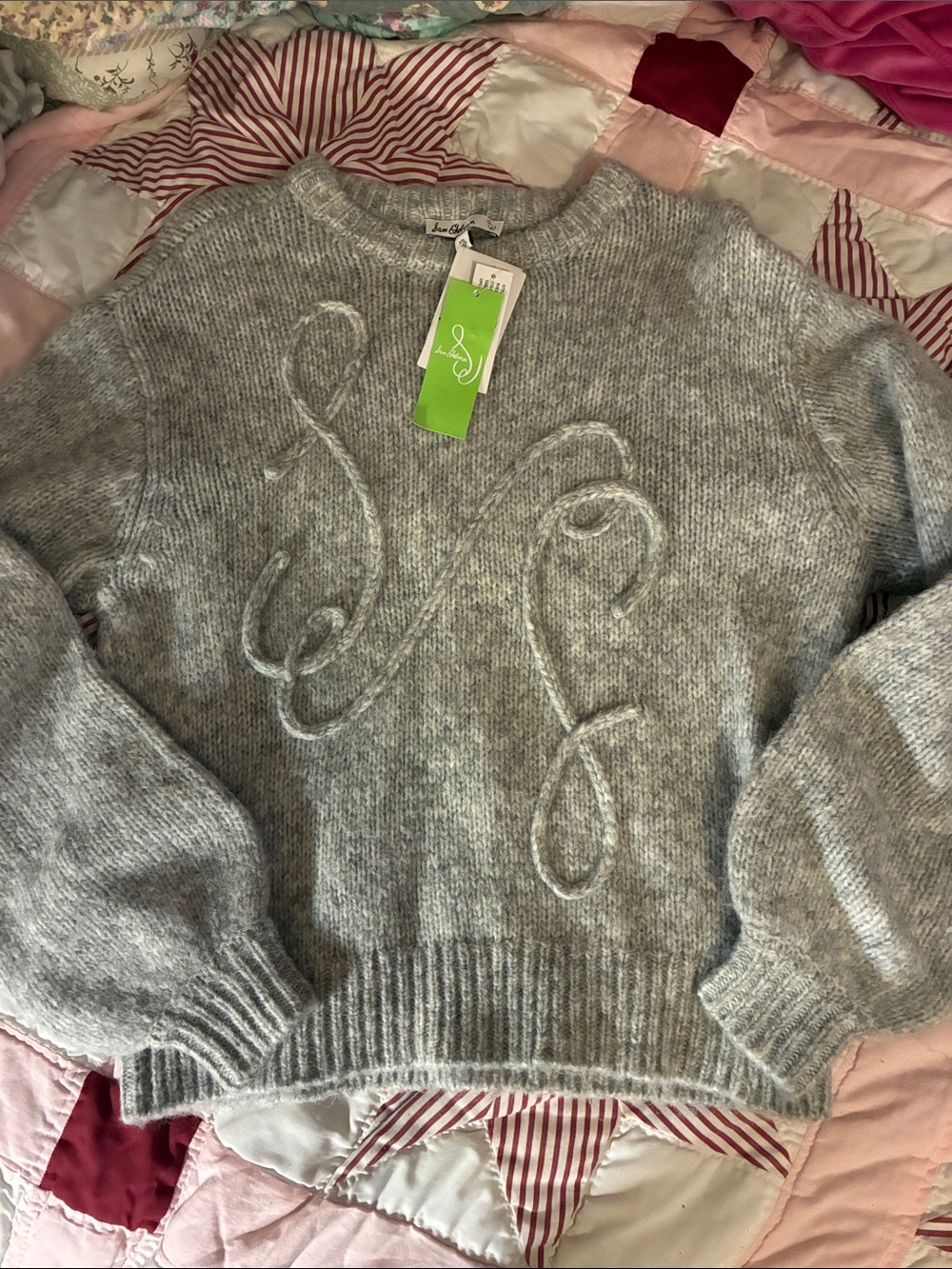 NWT Sam Edelman Women's Gray Embroidered Logo Sweater XS